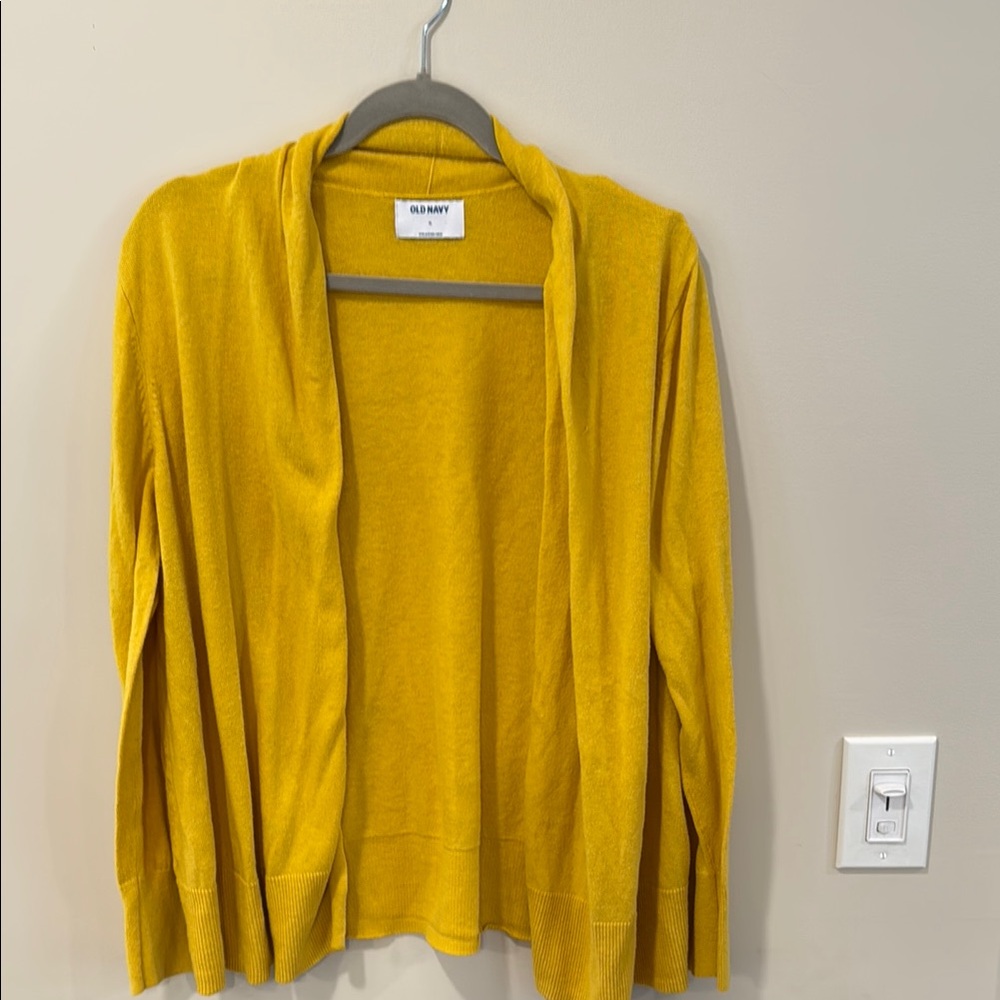 Old Navy Yellow Cardigan Sweater Lightweight Knit
